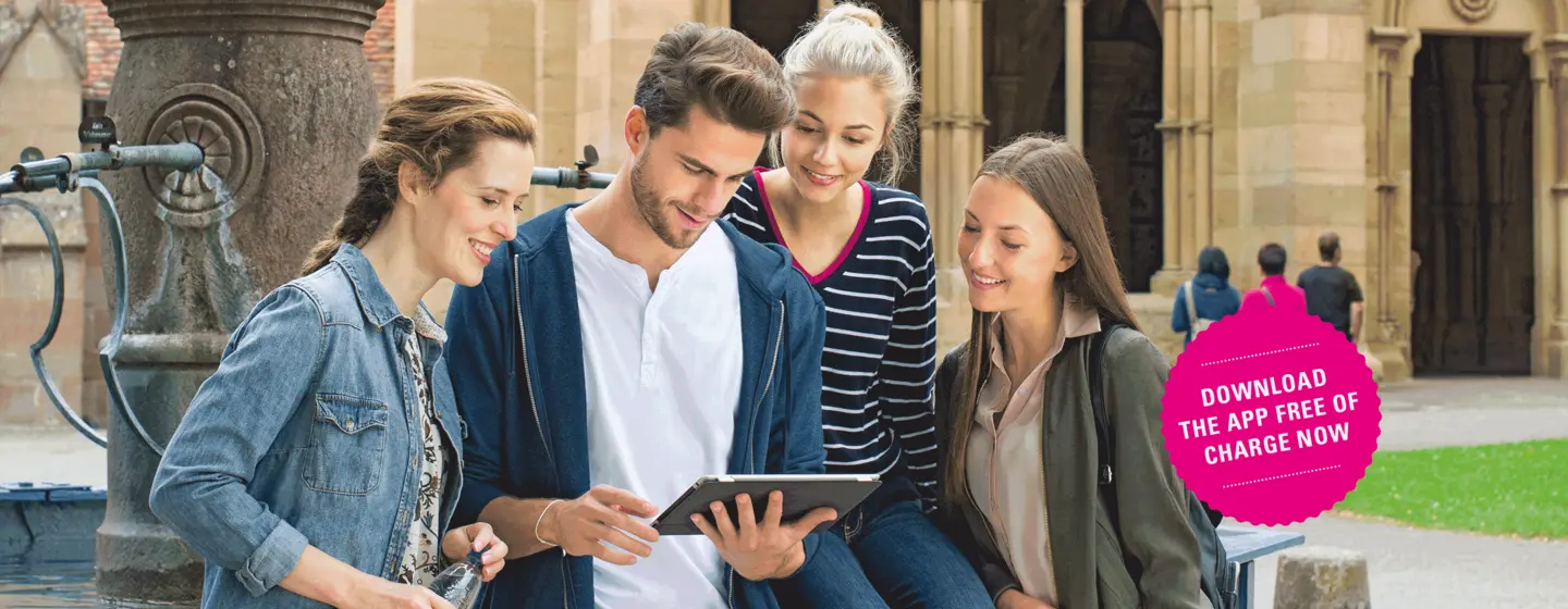 Motiv: Staatliche Schlösser und Gärten Baden-Württemberg, Illustration: JUNG:Kommunikation GmbH Maulbronn Monastery, advertising banner for the app "Monument BW"