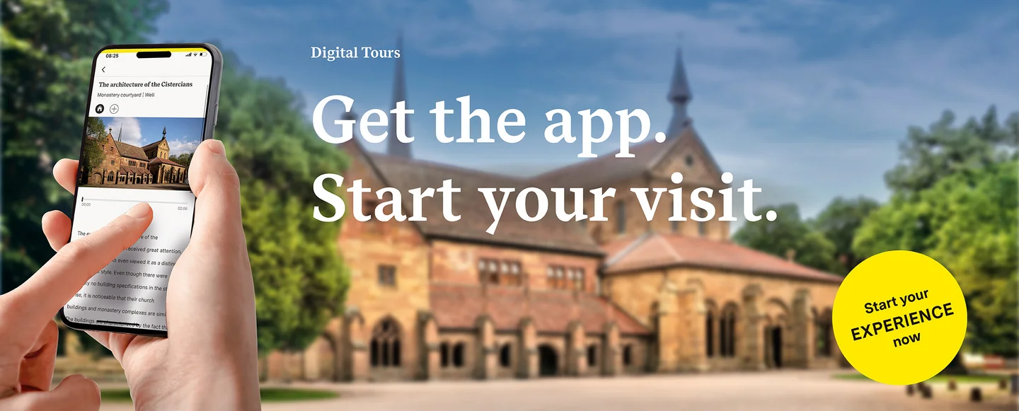 Motiv: Staatliche Schlösser und Gärten Baden-Württemberg, Illustration: JUNG:Kommunikation GmbH Maulbronn Monastery, advertising banner for the app "Monument BW"